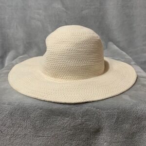 Target Women Cream Woven Cotton Wide Brim Sun Hat Floppy Beach Summer Hat